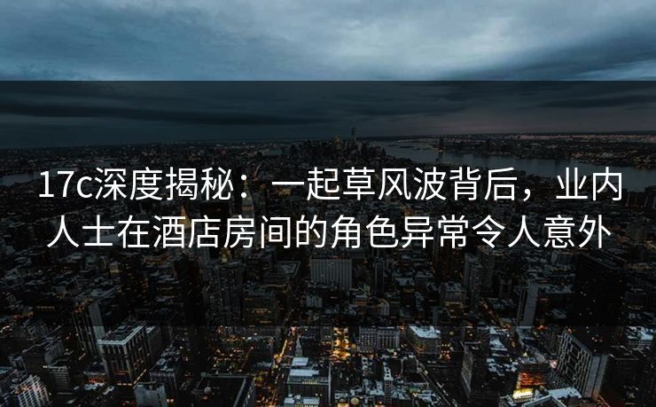 17c深度揭秘：一起草风波背后，业内人士在酒店房间的角色异常令人意外