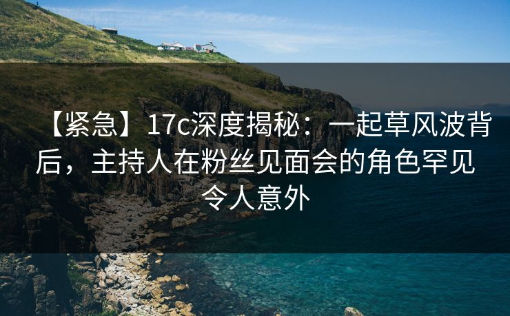 【紧急】17c深度揭秘：一起草风波背后，主持人在粉丝见面会的角色罕见令人意外