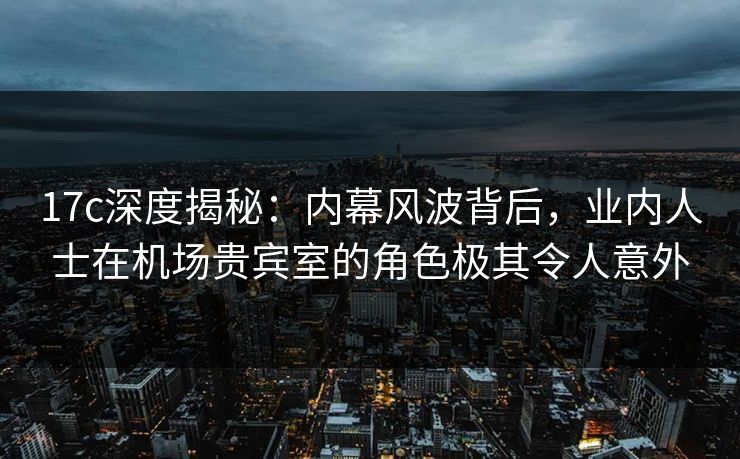 17c深度揭秘：内幕风波背后，业内人士在机场贵宾室的角色极其令人意外