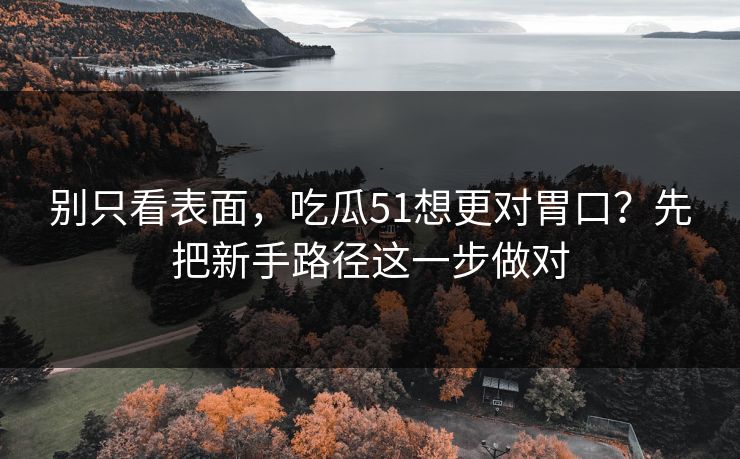别只看表面，吃瓜51想更对胃口？先把新手路径这一步做对